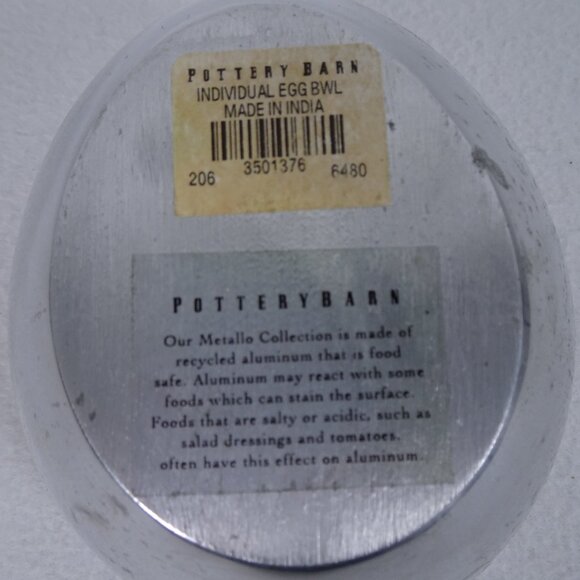 Pottery Barn Metallo Collection Egg Bowl Metal Aluminum Serving Dish - Picture 7 of 10